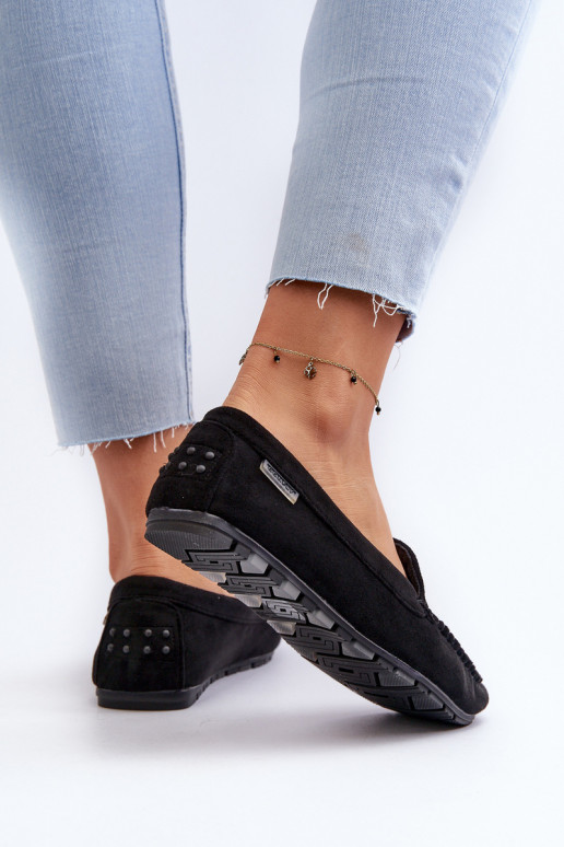 Dámske mokasíny vyrobené z materiálu Eco Suede Black Amrutia Dámske mokasíny vyrobené z materiálu Eco Suede Black Amrutia