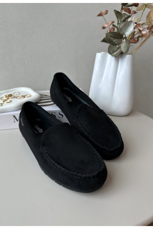Dámske mokasíny vyrobené z materiálu Eco Suede Black Amrutia Dámske mokasíny vyrobené z materiálu Eco Suede Black Amrutia