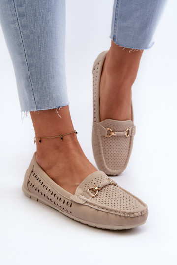 dámske prelamované mokasíny so zdobením v béžovej farbe Kaydance