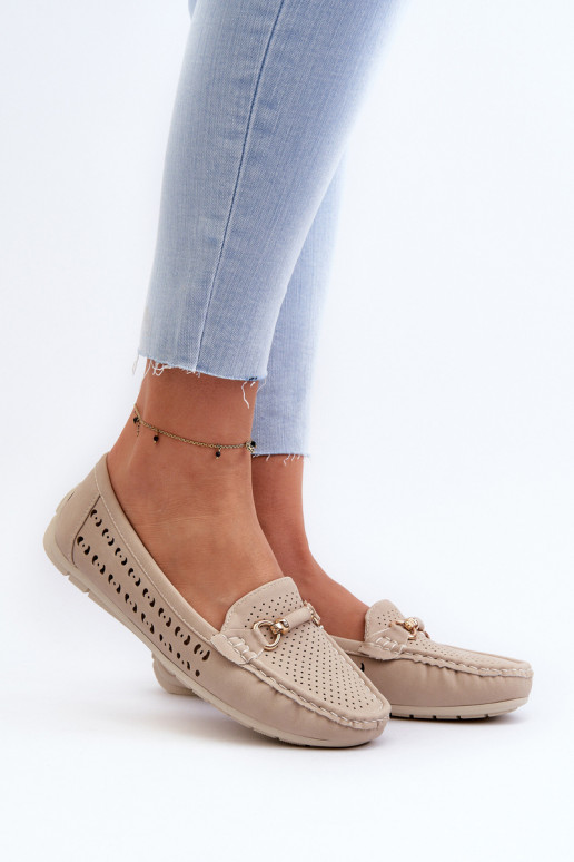 dámske prelamované mokasíny so zdobením v béžovej farbe Kaydance dámske prelamované mokasíny so zdobením v béžovej farbe Kaydance