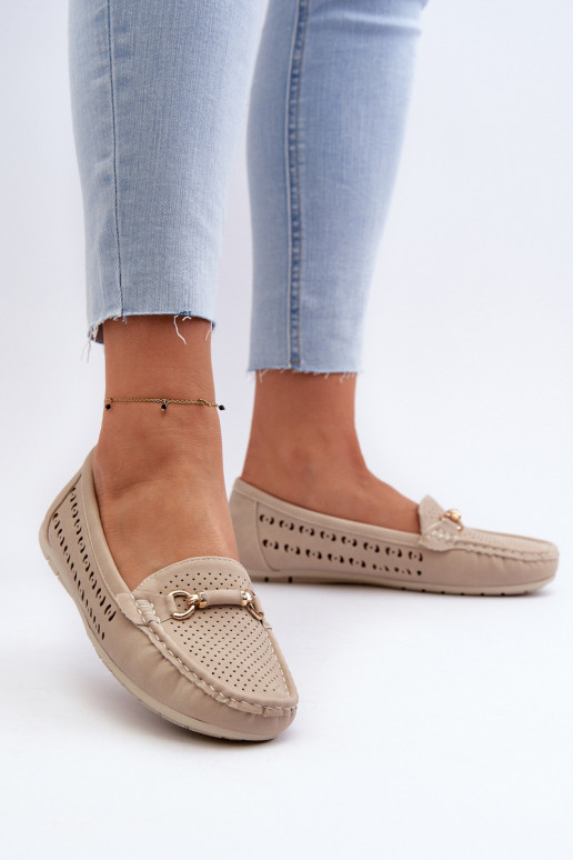 dámske prelamované mokasíny so zdobením v béžovej farbe Kaydance dámske prelamované mokasíny so zdobením v béžovej farbe Kaydance