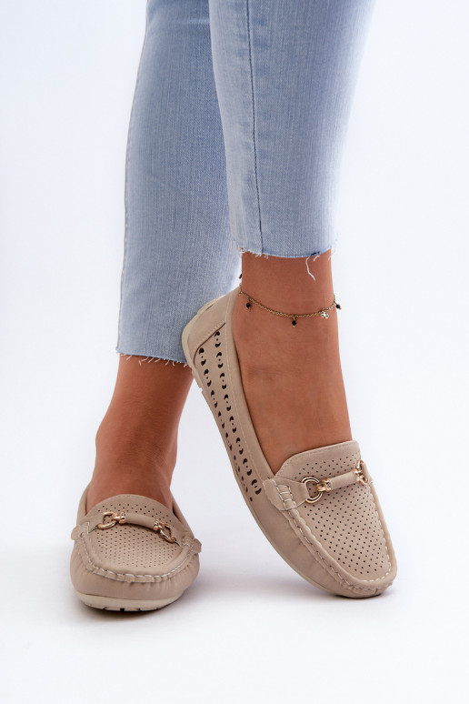 dámske prelamované mokasíny so zdobením v béžovej farbe Kaydance dámske prelamované mokasíny so zdobením v béžovej farbe Kaydance