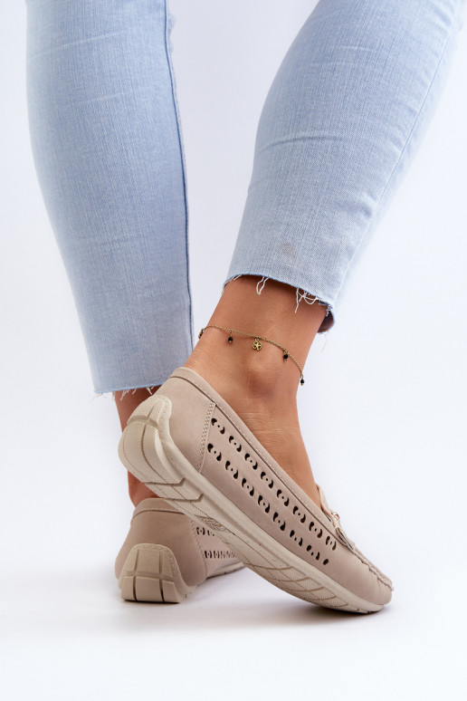 dámske prelamované mokasíny so zdobením v béžovej farbe Kaydance dámske prelamované mokasíny so zdobením v béžovej farbe Kaydance