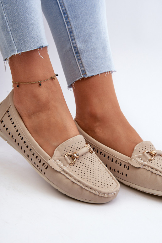 dámske prelamované mokasíny so zdobením v béžovej farbe Kaydance dámske prelamované mokasíny so zdobením v béžovej farbe Kaydance
