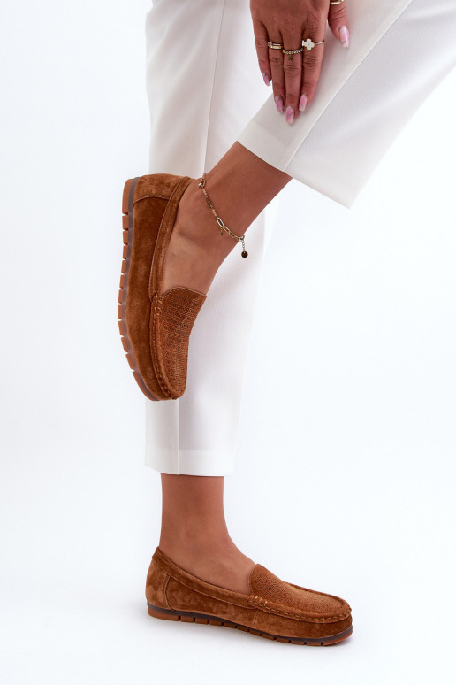 Hnedé semišové mokasíny S.Barski LR755