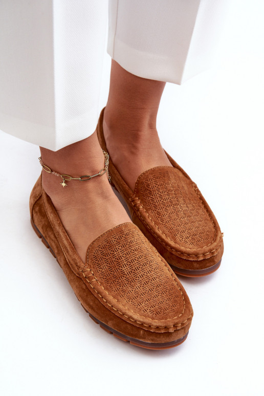 Hnedé semišové mokasíny S.Barski LR755