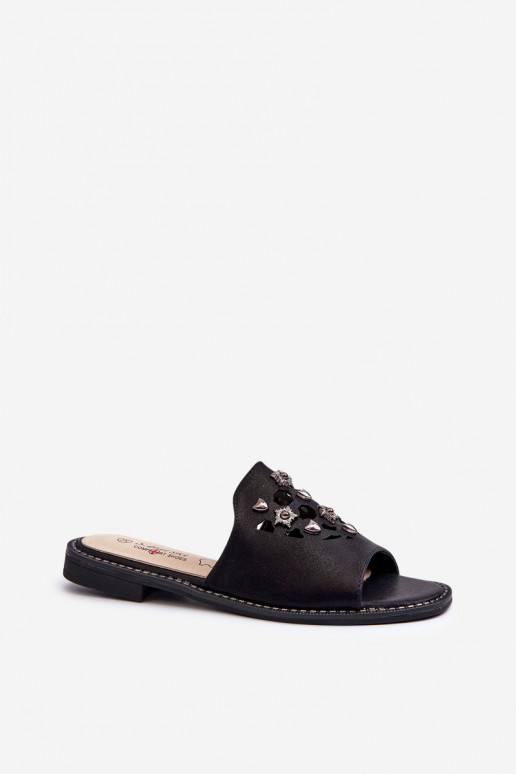 s leskom Dámske sandále s krásnymi detailmi S.Barski KV27-063 čiernej farby s leskom Dámske sandále s krásnymi detailmi S.Barski KV27-063 čiernej farby