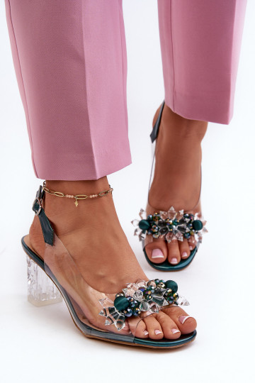 sandále Perregimi s podpätkami s krásnymi detailmi v zelenej farbe D&A MR38-D1