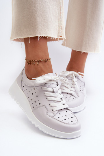 prelamovanými prvkami Tenisky model topánky prírodná koža sivá farba S.Barski LR482 2