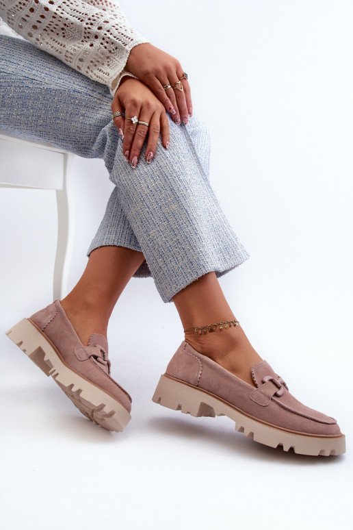 Semišové mokasíny s ornamentami D&A TW117 ružové Semišové mokasíny s ornamentami D&A TW117 ružové