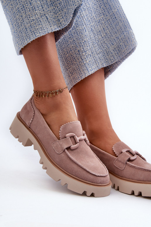 Semišové mokasíny s ornamentami D&A TW117 ružové Semišové mokasíny s ornamentami D&A TW117 ružové