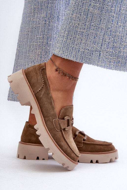 Semišové mokasíny s ornamentami D&A TW117 hnedá Semišové mokasíny s ornamentami D&A TW117 hnedá