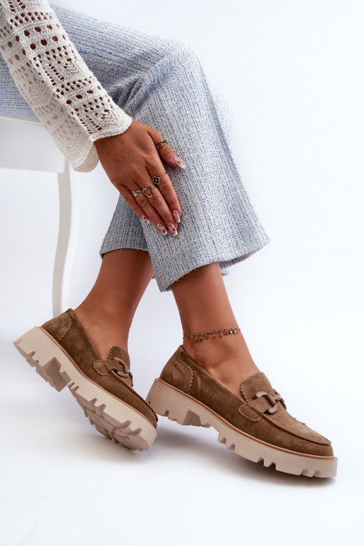 Semišové mokasíny s ornamentami D&A TW117 hnedá Semišové mokasíny s ornamentami D&A TW117 hnedá