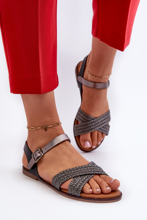 Dámske sandále ploché S.Barski MY923 čiernej farby