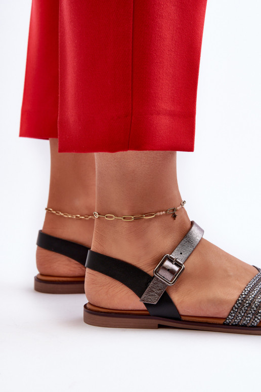 Dámske sandále ploché S.Barski MY923 čiernej farby