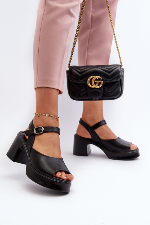 Dámske sandále na podpätku Vinceza 66627 čierne Dámske sandále na podpätku Vinceza 66627 čierne