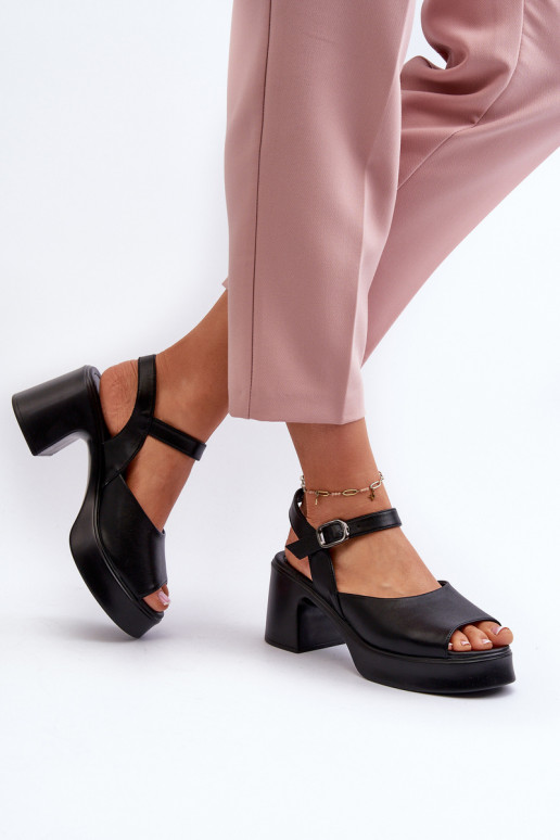 Dámske sandále na podpätku Vinceza 66627 čierne Dámske sandále na podpätku Vinceza 66627 čierne