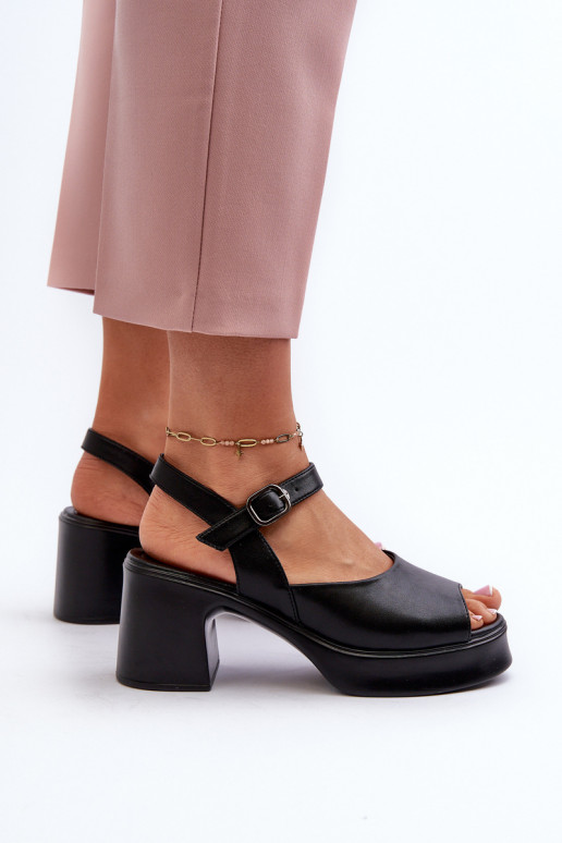 Dámske sandále na podpätku Vinceza 66627 čierne Dámske sandále na podpätku Vinceza 66627 čierne