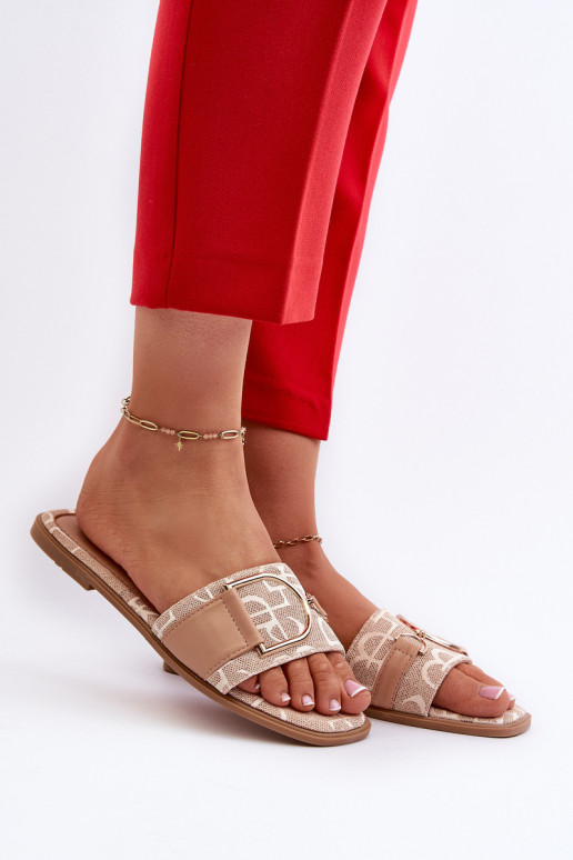 s leskom Dámske papuče s ornamentami béžová Taleci s leskom Dámske papuče s ornamentami béžová Taleci