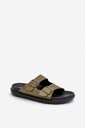Ľahké pánske papuče s prackami Big Star NN174592 khaki farby