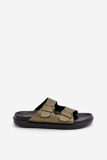 Ľahké pánske papuče s prackami Big Star NN174592 khaki farby 2