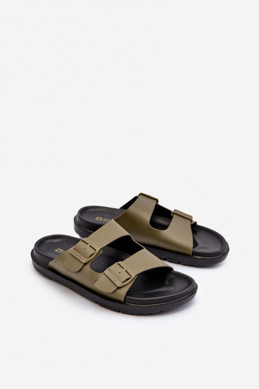 Ľahké pánske papuče s prackami Big Star NN174592 khaki farby