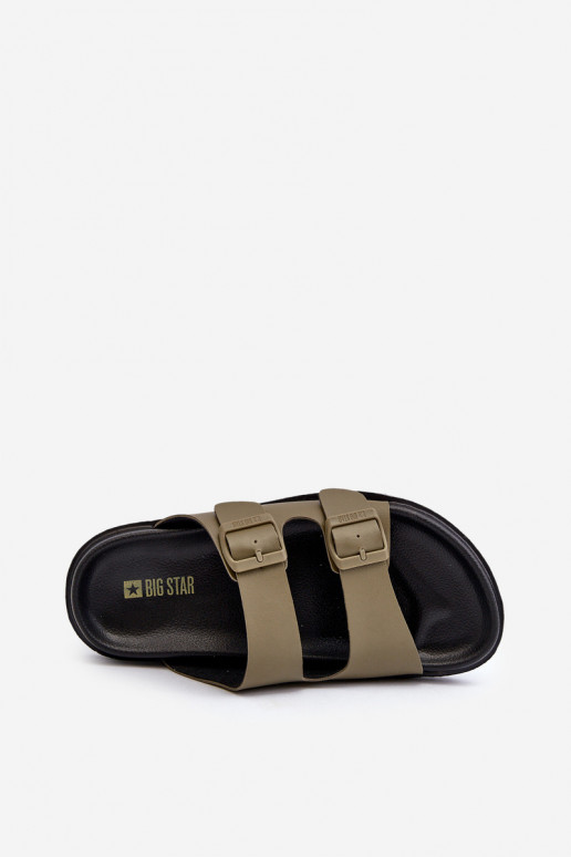 Ľahké pánske papuče s prackami Big Star NN174592 khaki farby