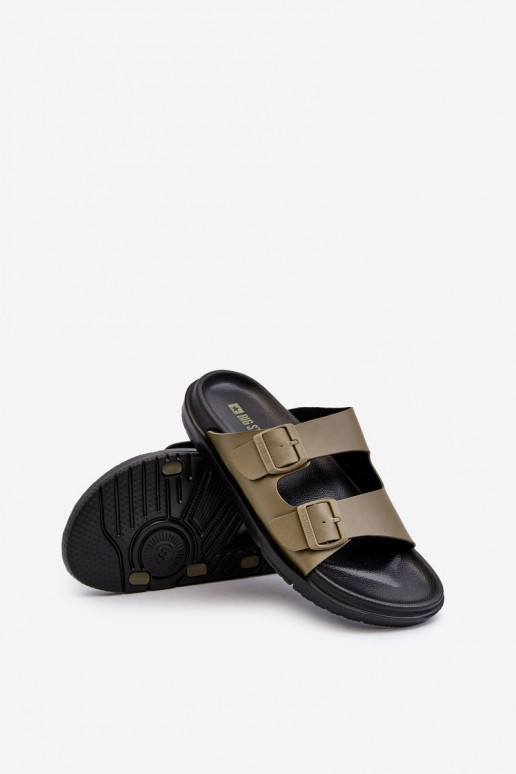 Ľahké pánske papuče s prackami Big Star NN174592 khaki farby