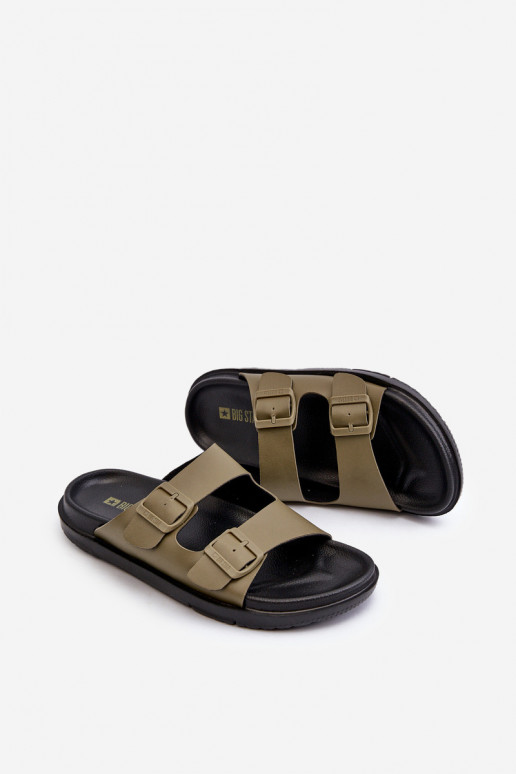 Ľahké pánske papuče s prackami Big Star NN174592 khaki farby