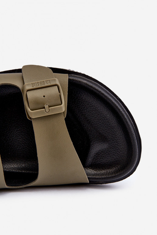 Ľahké pánske papuče s prackami Big Star NN174592 khaki farby