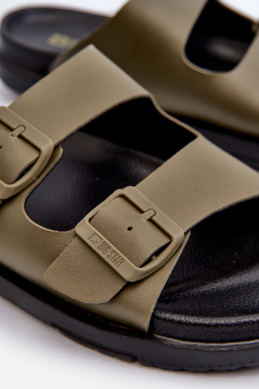 Ľahké pánske papuče s prackami Big Star NN174592 khaki farby