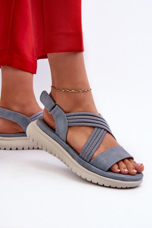 Pohodlné sandále so zapínaním v modrej farbe Ceclea