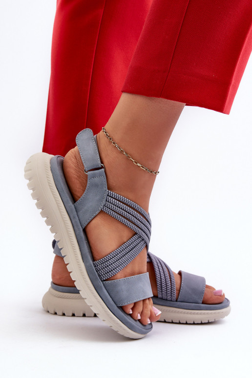 Pohodlné sandále so zapínaním v modrej farbe Ceclea