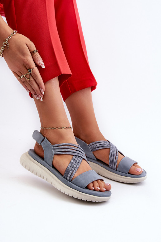 Pohodlné sandále so zapínaním v modrej farbe Ceclea