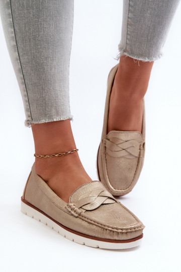 dámske mokasíny z ekokože v zlatej farbe Nestalia