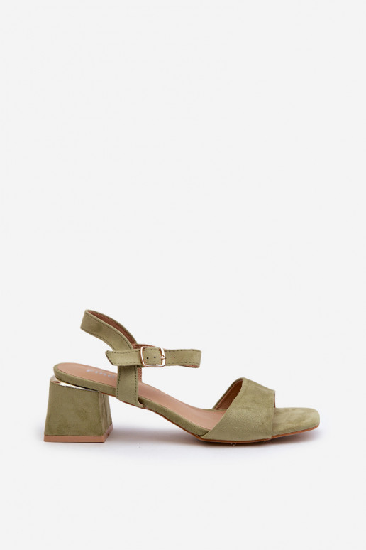 Dámske sandále na bio semišovom bloku, zelená leisha