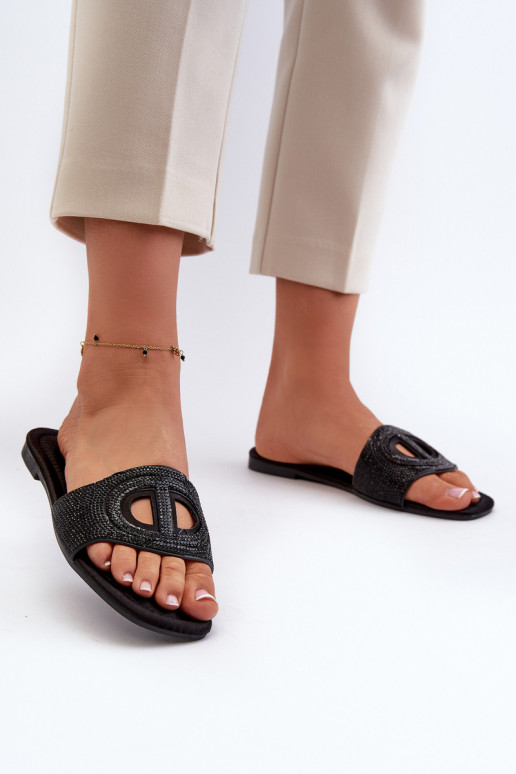 Dámske šľapky na širokých podpätkoch čiernej farby Dimrose Dámske šľapky na širokých podpätkoch čiernej farby Dimrose