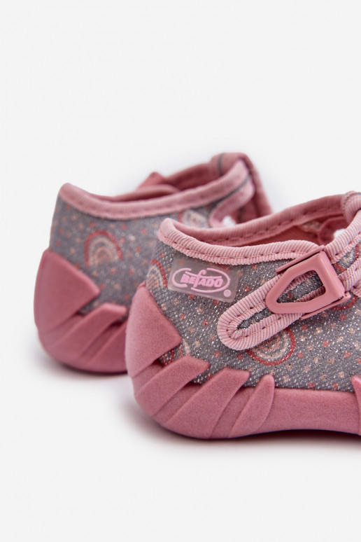 Pohodlné papuče Detské BEFADO 110N490 šedo-ružovej farby Pohodlné papuče Detské BEFADO 110N490 šedo-ružovej farby