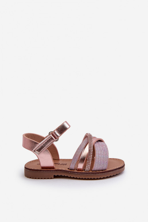 s leskom Detské sandále so zapínaním ružová Delphina