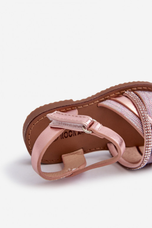 s leskom Detské sandále so zapínaním ružová Delphina
