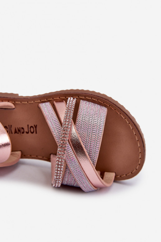 s leskom Detské sandále so zapínaním ružová Delphina