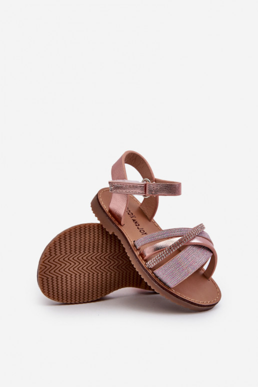 s leskom Detské sandále so zapínaním ružová Delphina