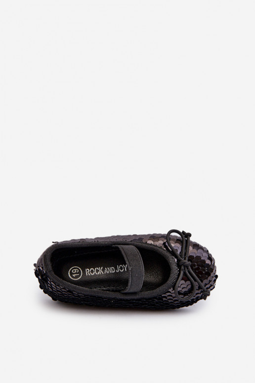 balerínky Detské Ozdobione Cekinami čiernej farby Weries