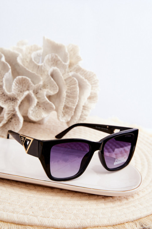 Dámske slnečné okuliare s efektnými detailmi UV400 čierne Dámske slnečné okuliare s efektnými detailmi UV400 čierne