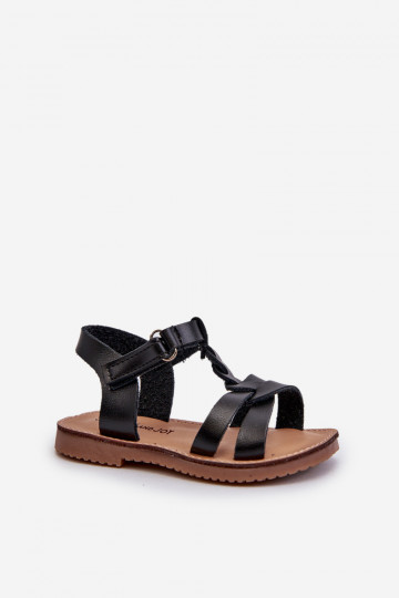 sandále detské s lepiacimi zapínaniami čiernej farby Sarniema 2