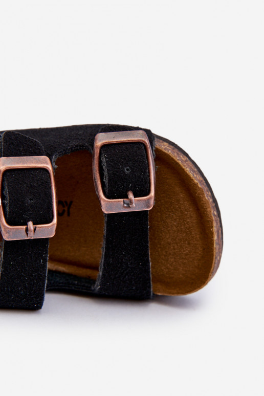 detské sandále s platformou so zapínaním v čiernej farbe Rorria