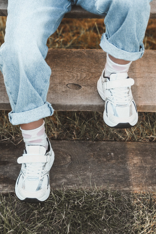 Detská športová obuv Tenisky model obuvi so zapínaním Bielo-čierna farba Ephona