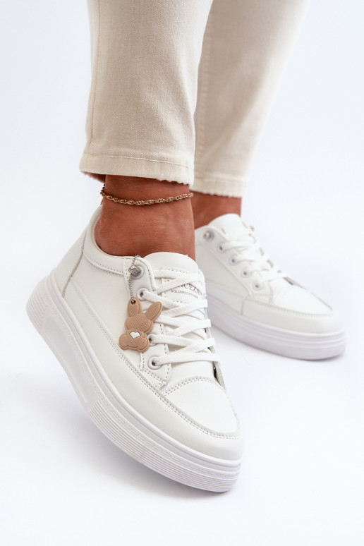 obuv na voľný čas športová obuv s platformou s ornamentami biela farba Vinceza 13613