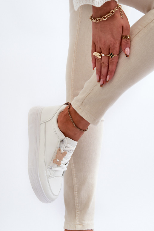 obuv na voľný čas športová obuv s platformou s ornamentami biela farba Vinceza 13613