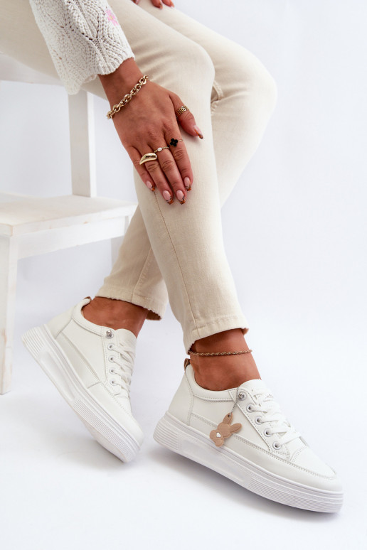 obuv na voľný čas športová obuv s platformou s ornamentami biela farba Vinceza 13613